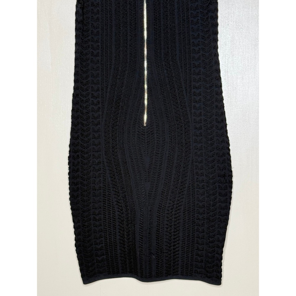 Bebe Textured Black Bodycon Sweater Dress Cutout Midi Large - Picture 9 of 10